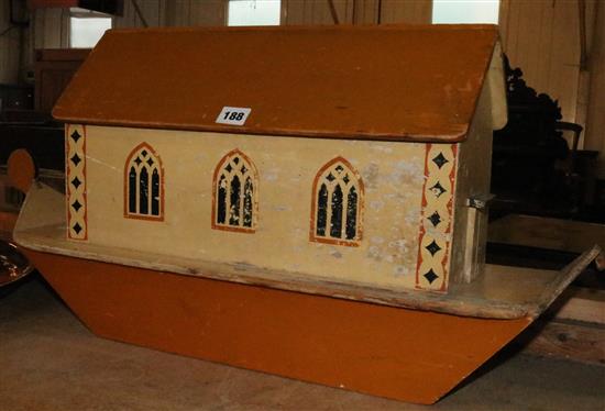 Model Noahs Ark and a pair of papier mache letter racks